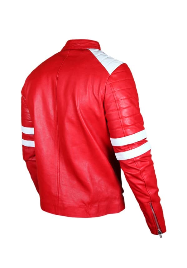 Fight Club Brad Pitt (Tyler Durden) Red And White Leather Jacket3