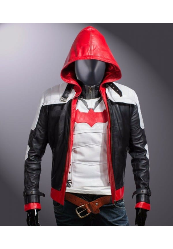 Jason Todd Arkham Knight Batman rood jack met capuchon & Vest vlees jas