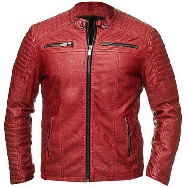 Red Leather Jacket for Mens