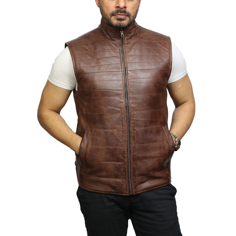 leather gilet mens